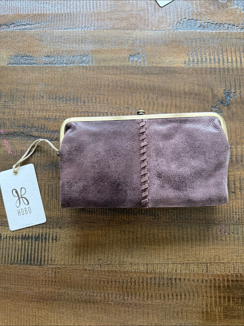 HOBO Lauren Frame Clutch with Braided Center in Saddle